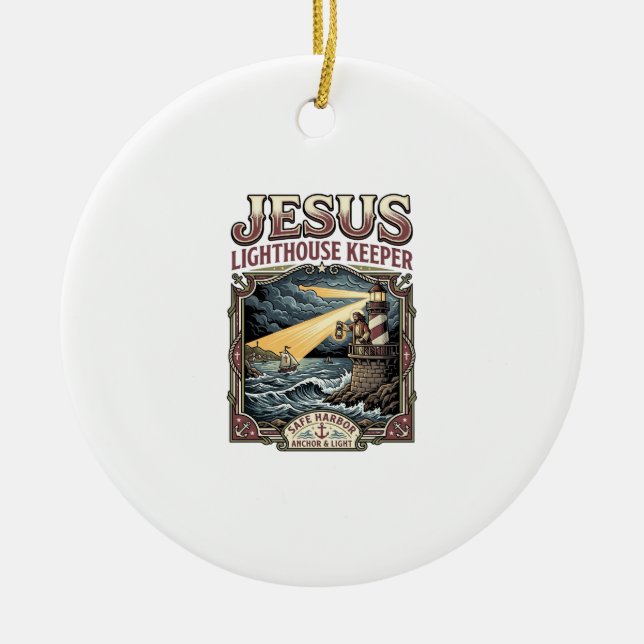 Jesus Lighthouse Keeper Jesus Lighthouse Keeper Ch Ceramic Tree Decoration (Front)