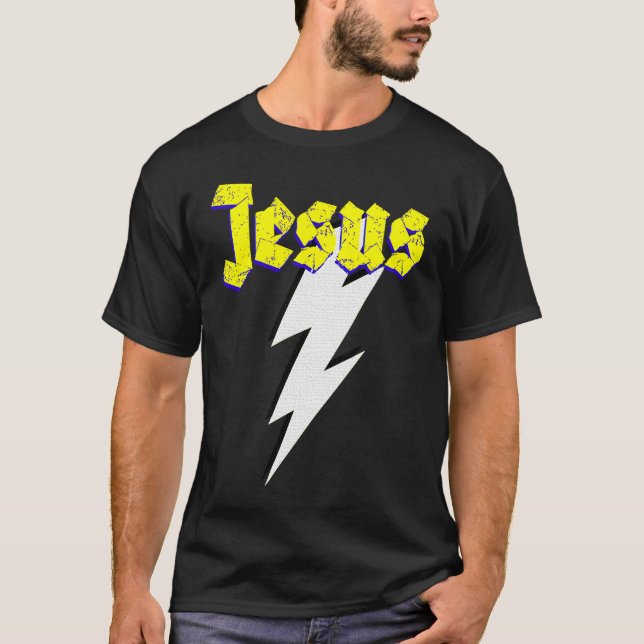 Jesus lightning Bolt Gods son for all humankind T-Shirt (Front)