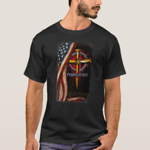Jesus Lion American Flag Forgiven Christian Patrio T-Shirt