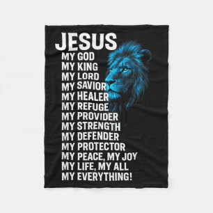 Jesus - Lion Christian King Lord Savior Faith Fleece Blanket