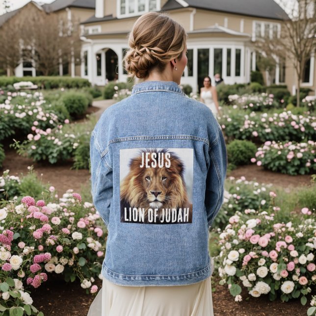JESUS LION OF JUDAH Denim jean Jacket (Wedding Back)
