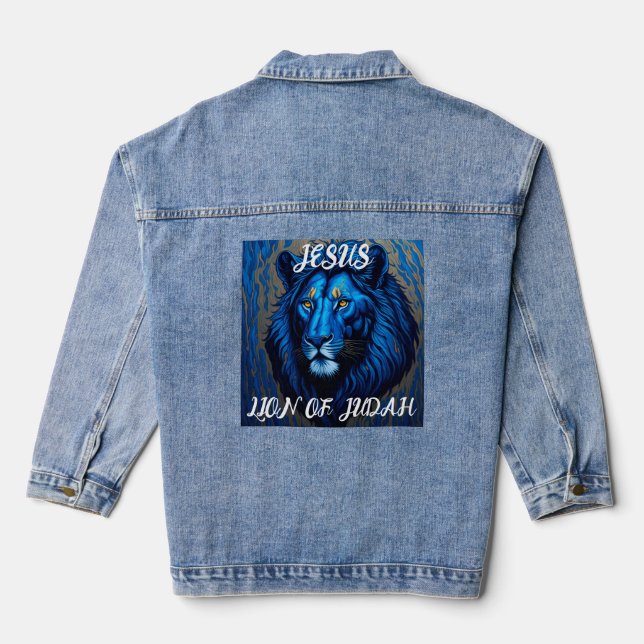 JESUS LION OF JUDAH Denim jean Jacket (Back)