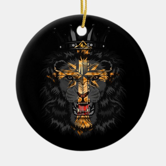 Jesus Lion of Judah Faithcross Ceramic Tree Decoration (Front)