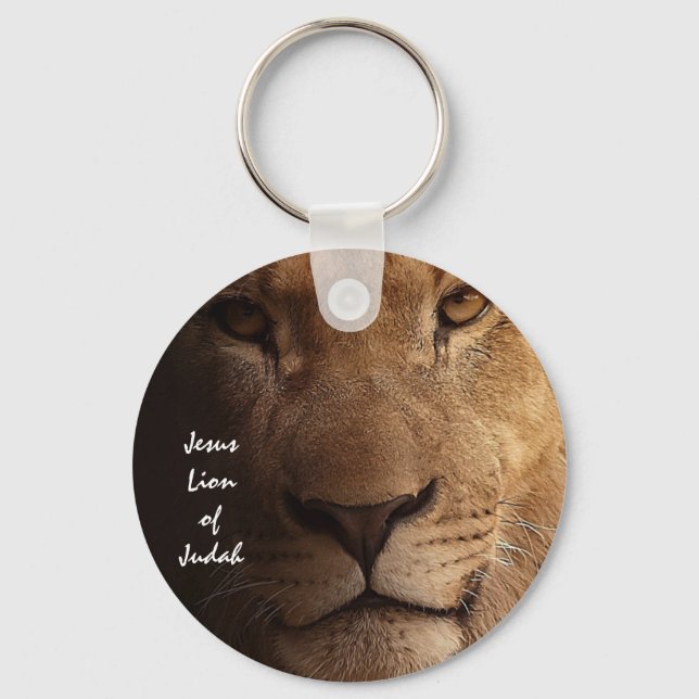 Jesus Lion of Judah Inspirational Christian Quote Key Ring (Front)