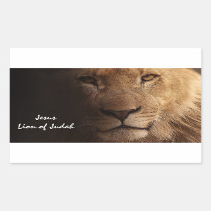 Jesus Lion of Judah Inspirational Christian Quote Rectangular Sticker