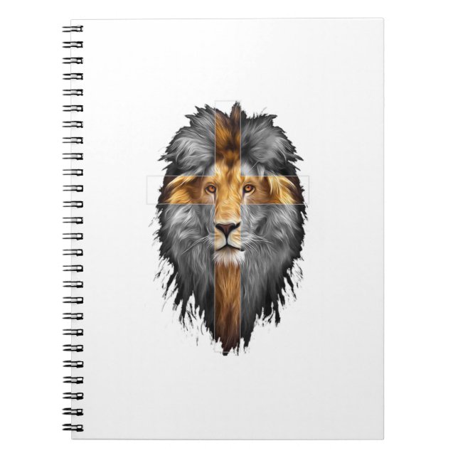 Jesus Lion Of Judah Jesus Cross Faith Christian Me Notebook (Front)
