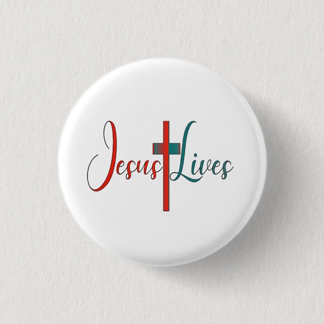 Jesus lives 3 cm round badge (Front)