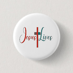 Jesus lives 3 cm round badge