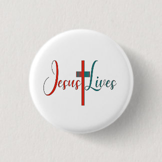 Jesus lives 3 cm round badge