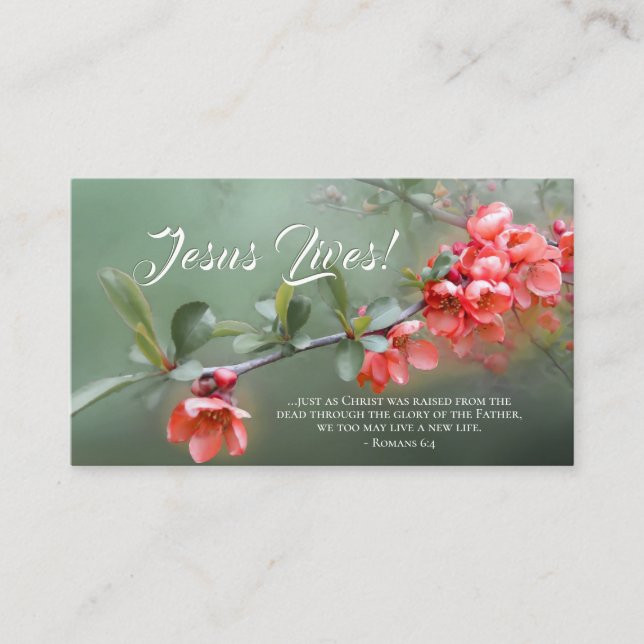 Jesus Lives Spring Flowers Bible Verse Easter Business Card (Front)