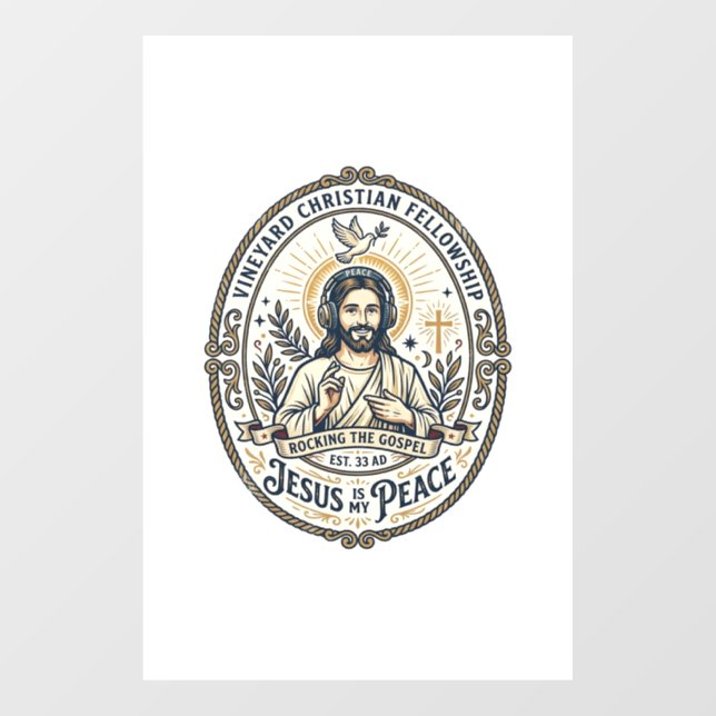 Jesus Lo Fi Study Beats Aesthetic Graphic Tee Chri Window Cling (Sheet)