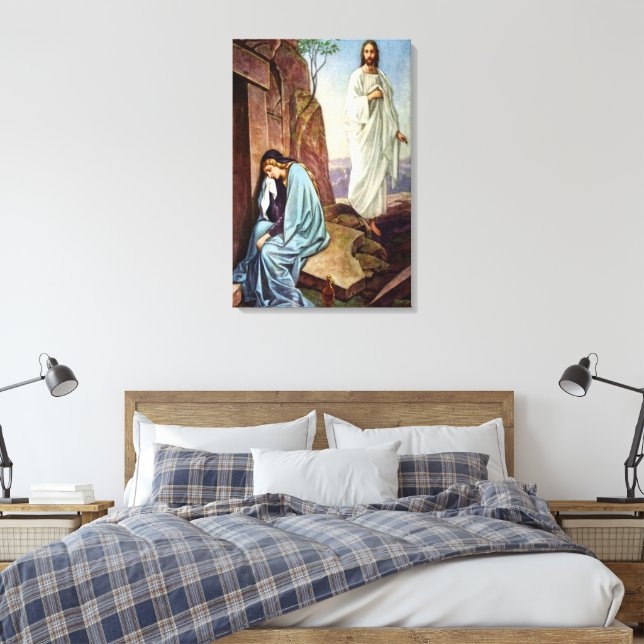 Jesus looking at women Wrapped Canvas (Insitu(Bedroom))