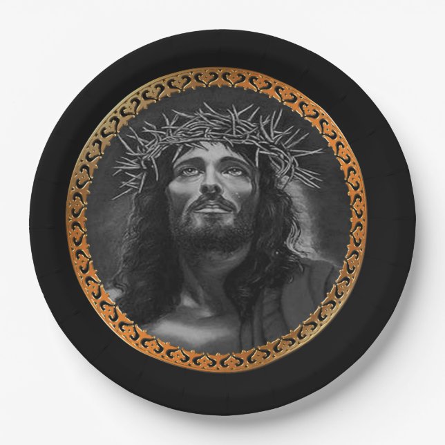 Jesus looking in the heavens paper plate (Front)