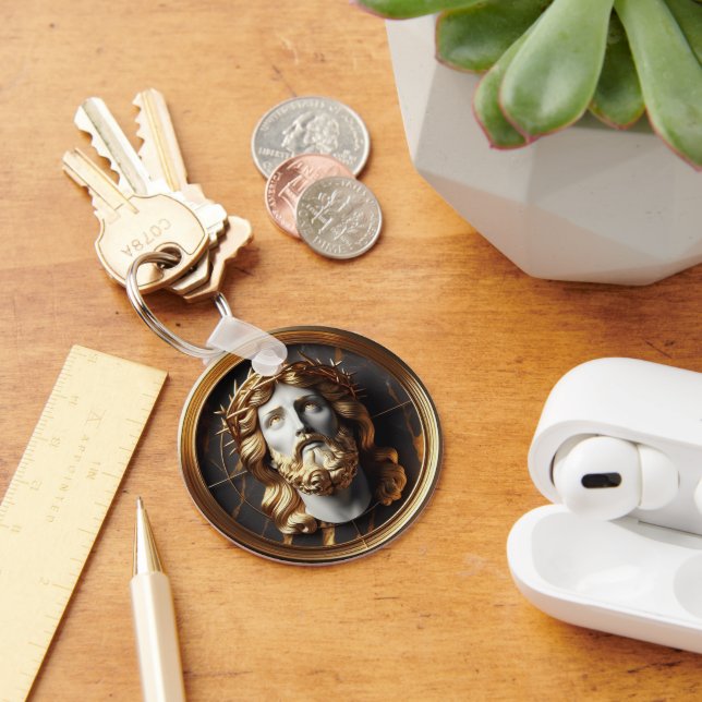 Jesus looking in the heavens with Divine Encounter Key Ring (Desk)