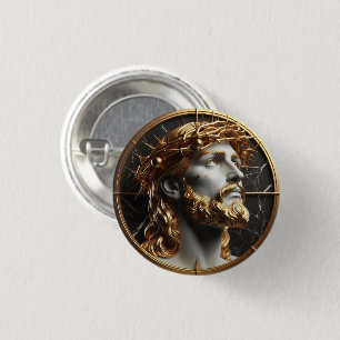 Jesus looking in the heavens  with thorns 3 cm round badge