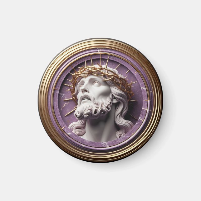 Jesus looking in the heavens  with thorns magnet (Front)