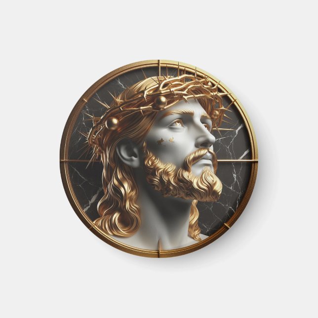 Jesus looking in the heavens  with thorns magnet (Front)