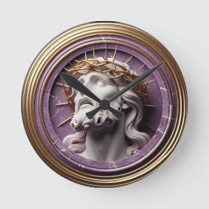 Jesus looking in the heavens with thorns round clock