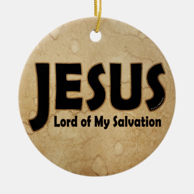 Jesus Lord Salvation Ceramic Tree Decoration (Front)