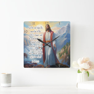 Jesus: Lord's Temple, Nations, Isaiah Square Wall Clock