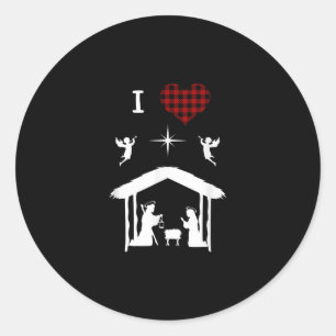 Jesus Love Christmas Nativity I Love Jesus Classic Round Sticker