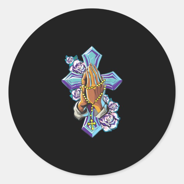 Jesus Love | Cross Praying Hand Jesus Christ Faith Classic Round Sticker (Front)