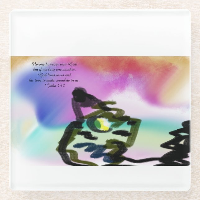 jesus love glass coaster (Front)