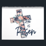 Jesus Love | He Is Risen Cross Floral Flowers Calendar<br><div class="desc">Jesus Love | He Is Risen Cross Floral Flowers</div>