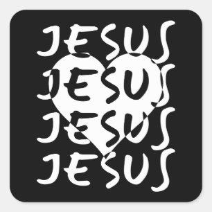 Jesus Love Heart Christian Faith John 3:16 Square Sticker