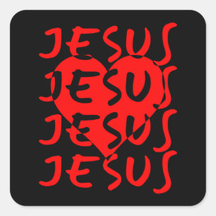 Jesus Love Heart Christian Faith John 3:16 Square Sticker