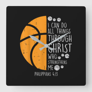 Jesus Love   I Can Do All Things Through Christ Square Wall Clock
