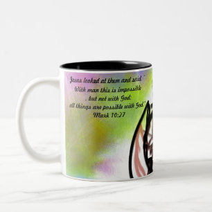 jesus love imposseible Two-Tone coffee mug