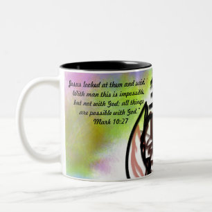Jesus love imposseible Two-Tone coffee mug