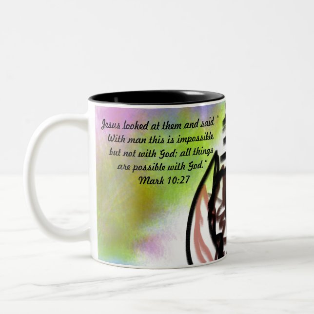 Jesus love imposseible Two-Tone coffee mug (Left)