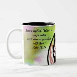 jesus love impossible Two-Tone coffee mug