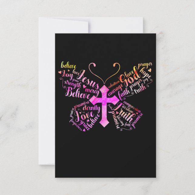 Jesus Love | Jesus Butterfly Christian Cross Faith RSVP Card (Front)