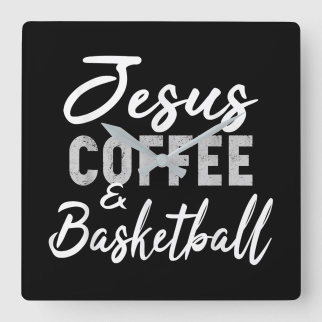 Jesus Love | Jesus Coffee And Basketball Square Wall Clock (Front)