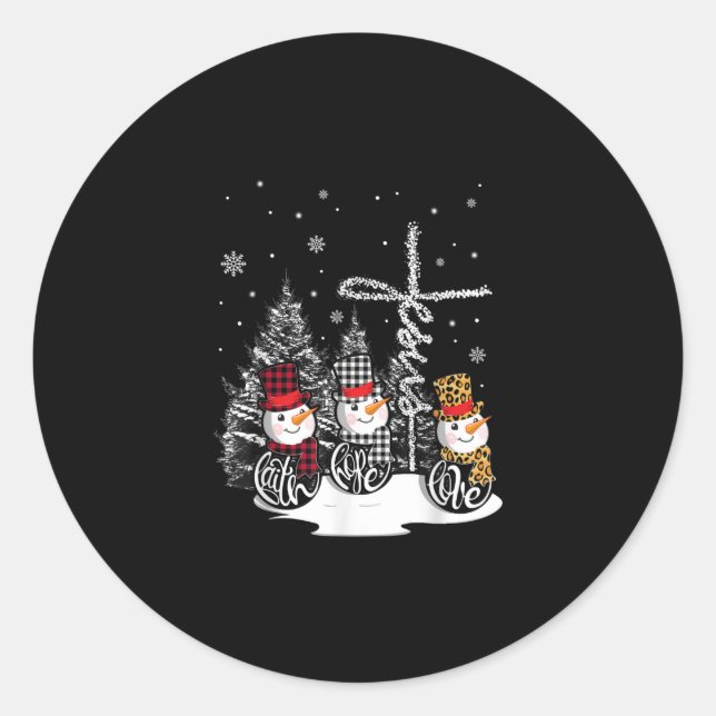Jesus Love | Jesus Faith Hope Love Snowman Classic Round Sticker (Front)
