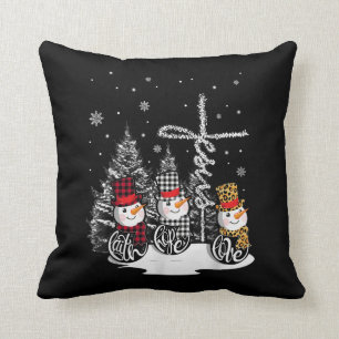 Jesus Love   Jesus Faith Hope Love Snowman Cushion