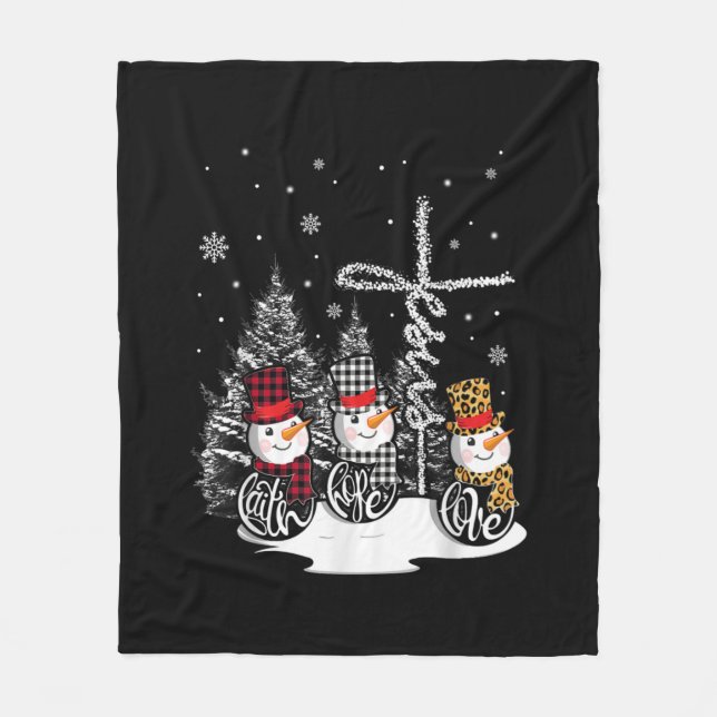 Jesus Love | Jesus Faith Hope Love Snowman Fleece Blanket (Front)