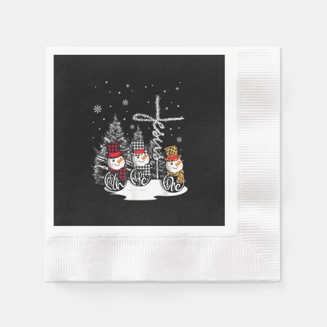 Jesus Love | Jesus Faith Hope Love Snowman Napkin (Front)