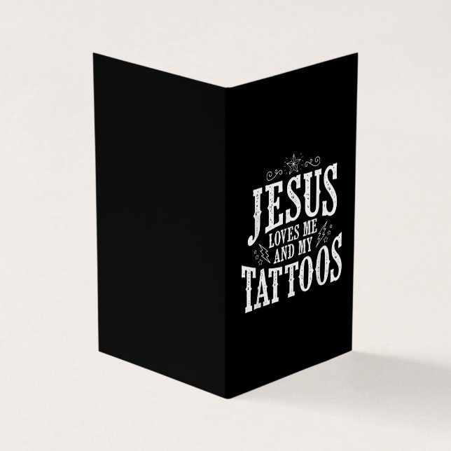 Jesus Love | Jesus Love Me And My Tattoos Business Card (Outside)