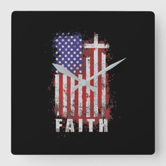 Jesus Love | Patriotic Christian Faith Jesus USA Square Wall Clock