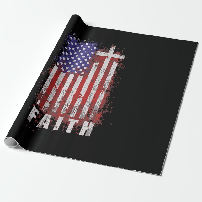 Jesus Love | Patriotic Christian Faith Jesus USA Wrapping Paper (Unrolled)