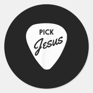 Jesus Love   Pick Jesus Christian Guitar Pick Classic Round Sticker