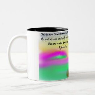 jesus love world Two-Tone coffee mug