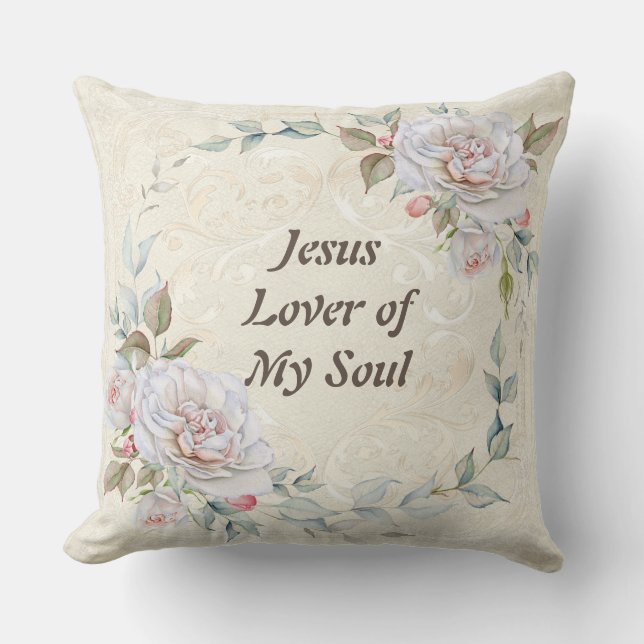  Jesus Lover of my Soul Floral Pillow (Front)
