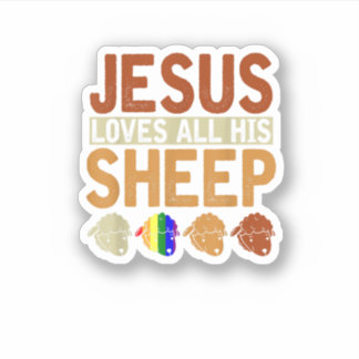 Jesus Loves All His Sheep Christianity Rainbow Lgb