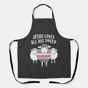 Jesus Loves All His Sheep LGBT Pride Month  Apron