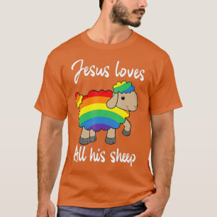 Jesus Loves All His Sheep LGBTQ Flag Sheep T-Shirt